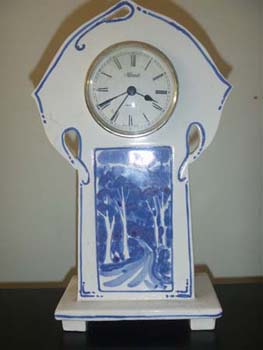 Art Nouveau Blue White Clock
