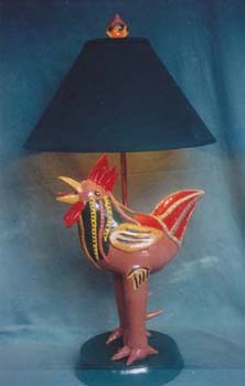 Mexican Rooster Lamp Base detail